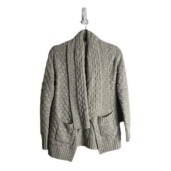 Talula Sweaters - Talula Women's Light Gray Cable Knit Open Front Cardigan